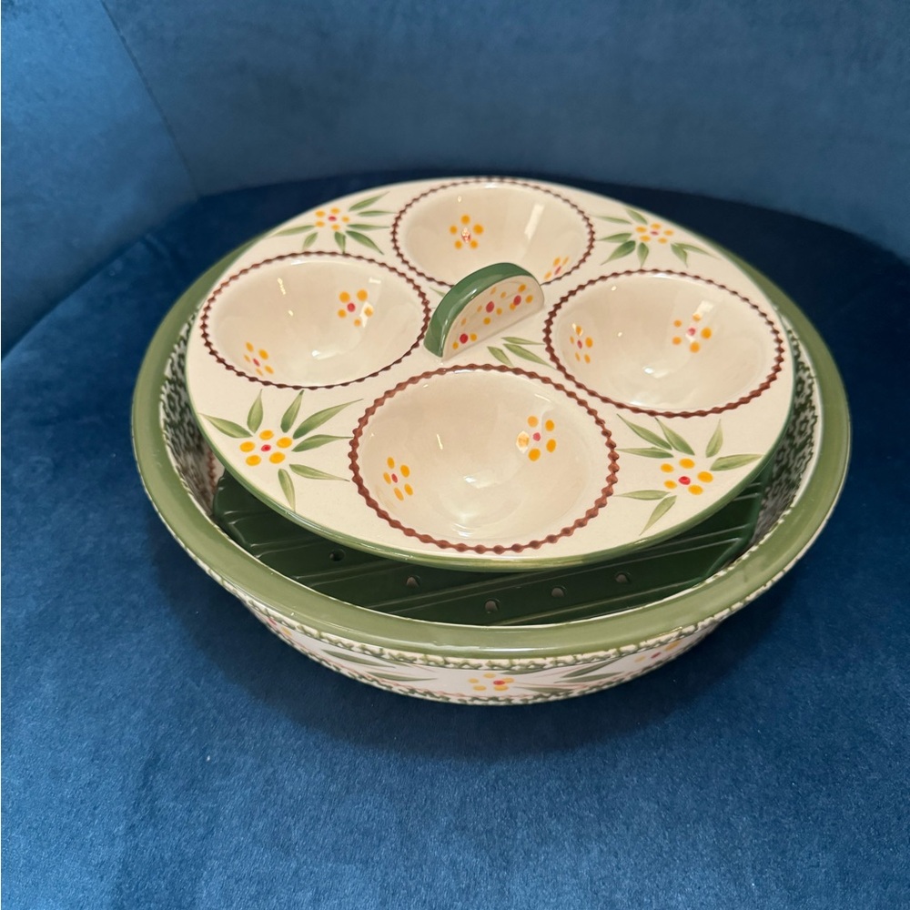 Temptations Ceramic Egg Poacher - Old World Green